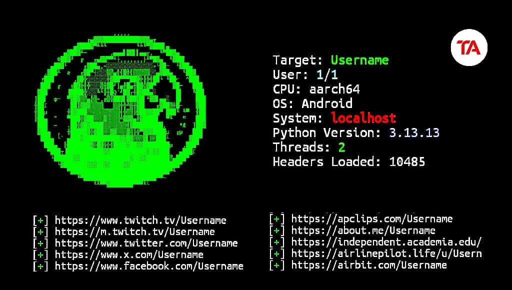Username finder Osint tool commands