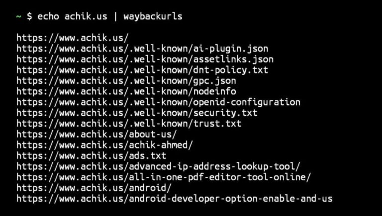 Waybackurls in Termux installation commands and usage