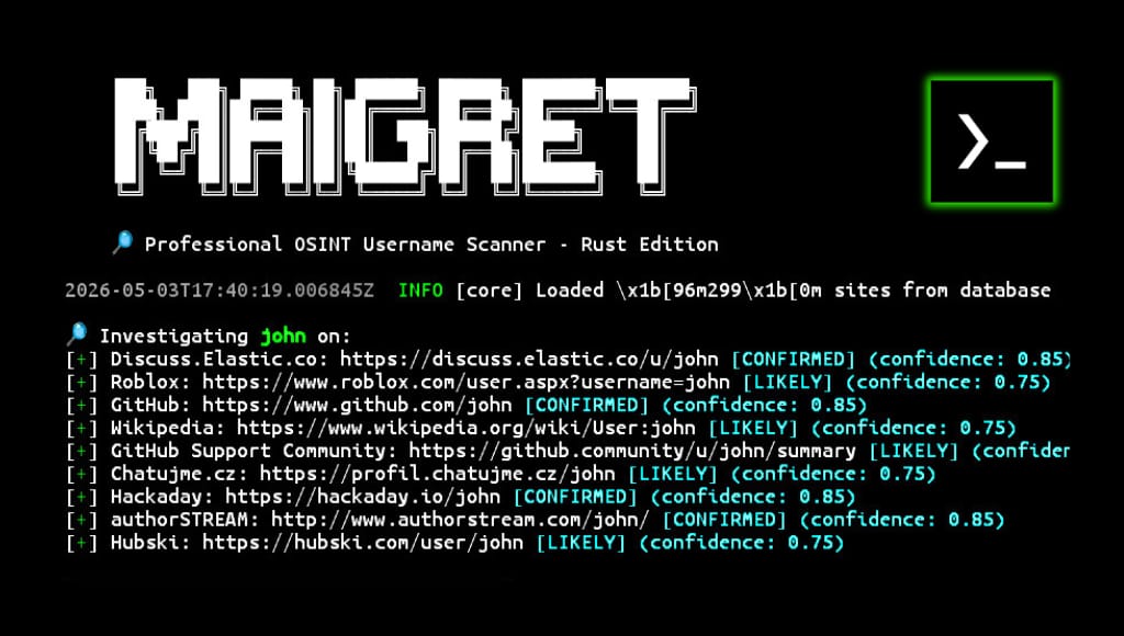Maigret tool Installation and Usage Commands