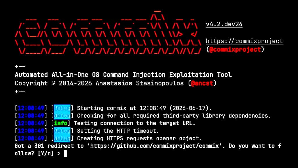 Commix in Termux installation and usage commands