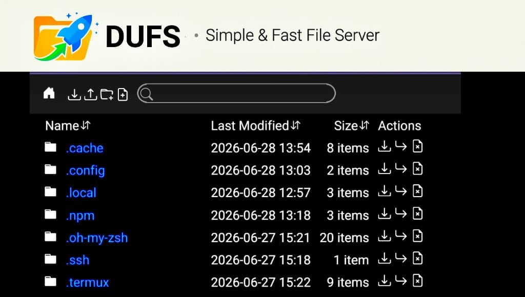 Dufs web server file manager tool