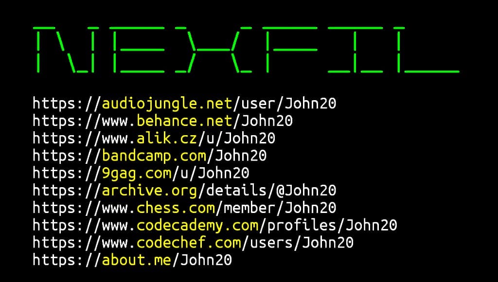 Nexfil installation and usage commands