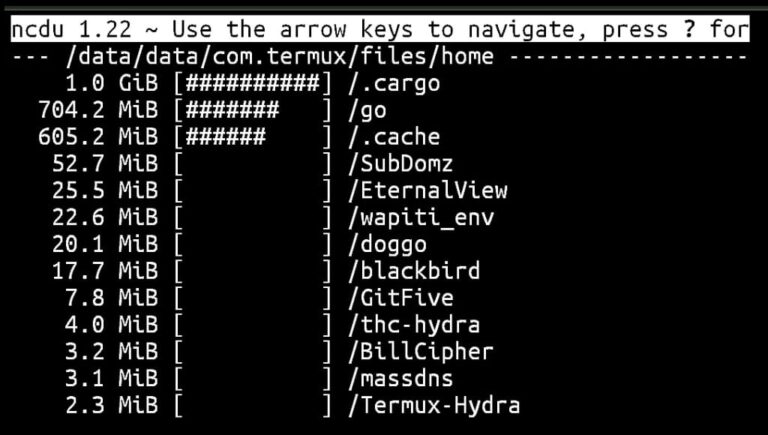 Check disk usage in Termux