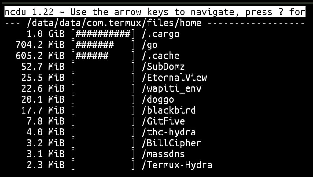 Check disk usage in Termux