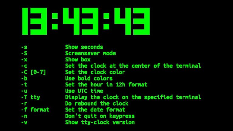 tty clock in Termux installation and usage